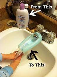 The diameter should be large enough to accommodate the downspout extender tube. Turn An Old Lotion Bottle Into A Faucet Extender So The Little Ones Can Reach Faucet Extender Diy Sink Baby Lotion