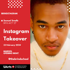 Join Samuel Smalls (ACT '27) tomorrow for a Brindstagram takeover of  Marisol's opening night! 🤩 *** Marisol by José Rivera Directed by Cat  Ramirez Arts Bank Theater February 23-March 3, 2024 Learn