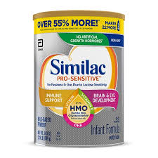 Nonfat milk, lactose, palm olein (palm oil) the costco one is actually identical to similac. Similac Pro Sensitive Infant Formula With 2 Fl Hmo For Immune Support Non Gmo Baby Formula Powder 34 9 Oz Case Of 3