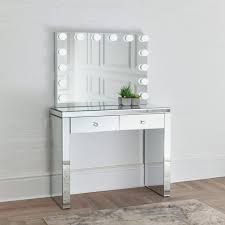 Dressing table with hollywood mirror uk. Niches Vanity Set Lite Mirrored 2 Drawer Dressing Table Niches Hollywood Makeup Mirror Niches