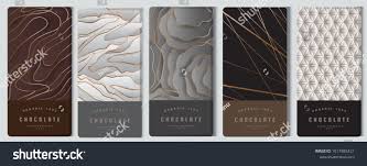 Chocolate Bar Packaging Mock Up Set Elements Labels Icon Frames For Design Of Luxury Products Made With Golden Foil Isolated On Silver And Brown Background V