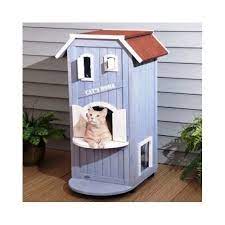 Wooden Cat House 3 Story Indoor Outdoor Play Home Kitty Furniture Weatherproof Wooden Cat House Outdoor Cat Tree Outdoor Cat House