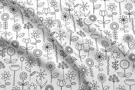Black And White Floral Fabric By The Yard Minimalist Mod Floral Fabric Mod Doodle Blooms By Katerhees Black And White Mod Floral Cotton Fabric By The Yard With Spoonflower Fabric Floral Fabric Doodles