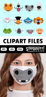 Animal Faces Clipart Nose And Mouth Clipart Animal Digital Etsy In 2020 Animal Face Mask Animal Faces Mouth Clipart