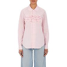 Comme Des Garcons Girl Women S Ruffled Front Gingham Cotton Poplin 395 Liked On Polyvore Featuring Tops B Clothes Design Women Peter Pan Collar Blouse
