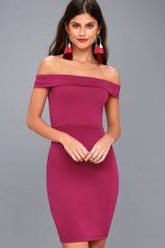 Charm And Delight Magenta Off The Shoulder Bodycon Dress Black White Cocktail Dresses Cute Cocktail Dresses Dresses