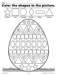 Easter Egg Shapes Worksheet Coloring Page Easter Worksheets Easter Math Easter Math Worksheets