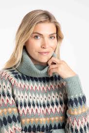 Annecy Fair Isle Roll Neck Jumper Sea Mist