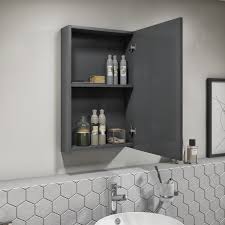 Durable and sturdy, this cabinet has plenty of versatile storage space with two interior adjustable. 400mm Dark Grey Gloss Wall Hung Mirrored Single Door Cabinet Portland Better Bathrooms