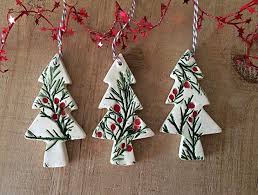 Set Of 3 Handmade Ceramic Christmas Ornaments Christmas Tree Decorations Gift Ta Christmas Ornaments Christmas Gift Decorations Ceramic Christmas Decorations