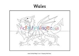 Welsh flag, the red dragon, y ddraig goch, national flag of wales, (en); Welsh Flag Colouring Page