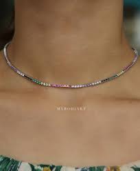 Jingles Rainbow Gemstone Crystal Rhinestone Choker Necklace In Gold Or Silver Silver Necklace Statement Choker Necklace Statement Jewelry Necklace