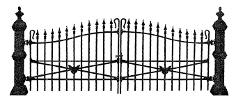 Antique Images Free Antique Graphic For Halloween Spooky Wrought Iron Fence Illustration With Black Cat Head Iron Fence Antique Images Halloween Silhouettes