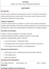 bartender resume samples and tips