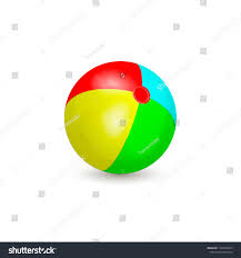 Realistic Bright Inflatable Ball Green Red Yellow And Blue Striped Beach Ball Isolated On White Background Sports Realistic Vector Illustration Inflatable