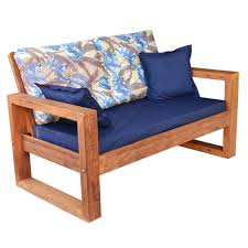 Sofá 2 lugares Linha Reta com almofadas em Vigas de Peroba Rosa ...