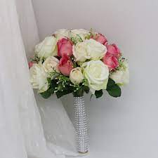 Check spelling or type a new query. Silk Flower Bouquet Rosebuds Hot Pink White Wedding Flower Bouquet Vanrina