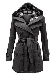 Maybe you would like to learn more about one of these? Manteau En Laine Double Boutonnage Ceinture A Carreaux Capuche Elegant Femme Militaire Vestes Gris Fonce Manteaux Hauts