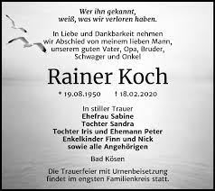 From november 2015 to april 2016, he was the acting president of the german football association along with reinhard rauball. Traueranzeigen Von Rainer Koch Www Abschied Nehmen De