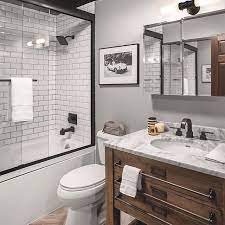 Modern rustic in general is combining a simple clean design with a little warmth and character. Modern Rustic Bathroom Small Farmhouse Bathroom Small Bathroom Remodel Designs Rustic Modern Bathroom