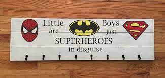 Little Boys Are Just Superheroes In Disguise Coat Hook Wooden Sign Batman Superman Spider Man Superhero Boys Room Superhero Room Boy Sports Bedroom