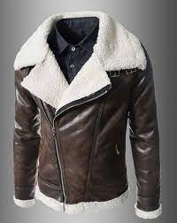Modern Style Fur Collar Slimming Inclined Zipper Fly Solid Color Long Sleeves Pu Leather Coat For Men Mens Leather Coats Leather Jacket Leather Jacket Men