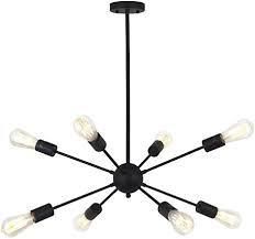Amazon Com Vinluz 8 Light Sputnik Chandelier Black Mid Century Modern Ceiling Light Industrial Pendant Lighting For Kitchen Dining Room Living Room Home Improvement