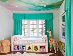 Santa monica, california the colorful, fluid ceiling in this girl's nursery is visually arresting and lends a diverse color palette for. Copper Gyer Design Toddler Bedrooms Nursery Colors Bedroom Design