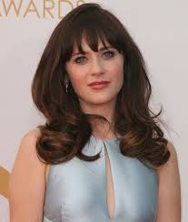 Maybe you would like to learn more about one of these? Zooey Deschanel Wears Brown Hair Down Matches Dress To Blue Eyes
