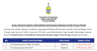Jawatan kosong pejabat setiausaha kerajaan negeri pulau pinang. Jawatan Kosong Di Pentadbiran Setiausaha Kerajaan Negeri Pulau Pinang