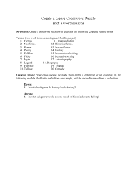 Then we'll do the same for. Create A Genre Crossword Puzzle Not A Word Search Directions