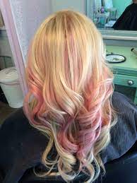 Pink Highlights In Blonde Hair Pink Ombre Hair Pink Blonde Hair Hair Styles