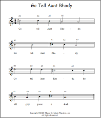Beginner violin sheet music for brahms lullaby brahms lullaby is the common name for a number of children's lullabies with similar lyrics and the same melody, the origin of which was johannes brahms's wiegenlied: Go Tell Aunt Rhody Lyrics Sheet Music