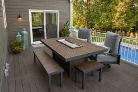 Kenwood Fire Pit Dining Table Features Durable Brown Composite Decking Top And Base Gas Firepit Patio Fire Pit Table