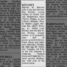 Obituary for Martha M. RITCHEY (Aged 83)