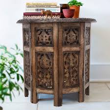 Finecasa wooden coffee table,living room tables open storage end table with shelf, 39.7 x 22 x 18.9 inches, accent tables with carved legs for living room, bedroom, natural 4.4 out of 5 stars 73 $129.90 $ 129. Buy Round Coffee Tables Decor Antique For Living Room Bedroom Boho Solid Carved Wood Furniture Indian Decorative Mango Wood End Table 18x18 Inch Online In Turkey B08371lh5t