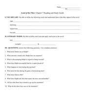Lord of the flies portion of the quiz. Lord Of The Flies Chapter 7 Lesson Plans Worksheets