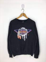 Motor Harley Davidson 3d Emblem Sweatshirt Large Vintage Etsy Black Jumper Harley Davidson Sweatshirts