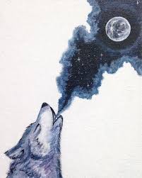 Calling The Moon 8x10 Acrylic Painting Art Print Watercolor Moon Painting Wolf Painting Moon Art Wolf Art Watercolor Wolf Painting Art Moon Painting