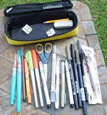 I Love Looking At Other People S Art Supplies So I Took The Camera Outside Today And Took Photos Of My S Travel Art Journal Art Supplies Bag Travel Art Kit