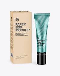 Download Metallic Cosmetic Tube W Kraft Box Mockup Exclusive Mockups