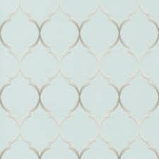 Fretwork Geometric Wallpaper Duck Egg Blue Rasch 701616 Pretty bedroom with duck egg blue wall color and white tufted headboard. fretwork geometric wallpaper duck egg blue rasch 701616