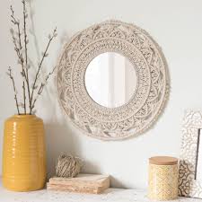 Specchio In Cotone Macrame Ecru 40x40 Maisons Du Monde Espelho Macrame Espelho Diy Enfeite De Tecido Para Parede