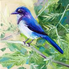 Original Blue Bird Oil Painting By Tetiana Small Bird Painting Bird Art 8x8 Christmas Gifts Birthday Gifts Birds Painting Animal Paintings Bird Art