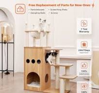 PAWZ Road 51" Extra Tall Sky-Castle Design Wooden Modern Luxury Cat Tree