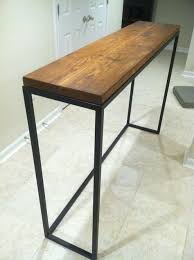 Pipe table bar height easy to make pipe table with wood top with left over wood boards or rejected 2x4s from the home improvement store. Jambe Rustique Recuperation Bois Acier Table De Bar Bar Furniture Bar Table Design Bar Table