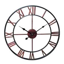 Horloge Pendule Murale En Metal Style Vintage Diametre 45 Cm Rouge Pendule Horloge Horloge Murale Horloge Industrielle