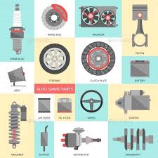 Set Of Auto Spare Parts Car Repair Icons In Flat Auto Spare Parts Auto Spares Auto Repair