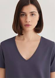 Mavı M1612381-87111 Odyssey Gray Kadın Regular Basıc V Yaka T-Shırt