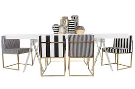 This set includes a table and six side chairs. Modern Black And White Striped Dining Chair Modshop